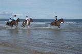 Bamburgh beach by sea